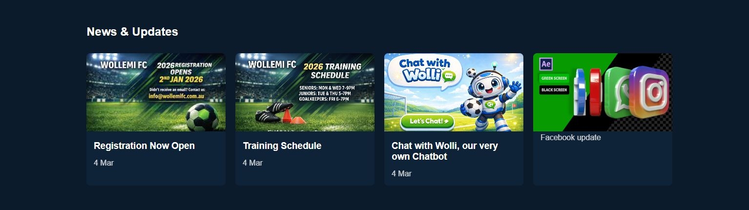 New Wollemi FC website on a laptop